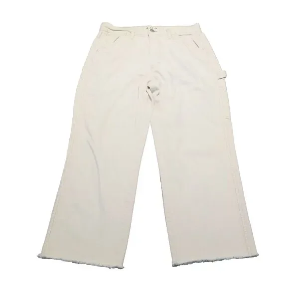 AMO Painterly Pant Women's Size 30 Ivory Carpenter Raw Hem Made In USA (31x26) - Picture 1 of 5